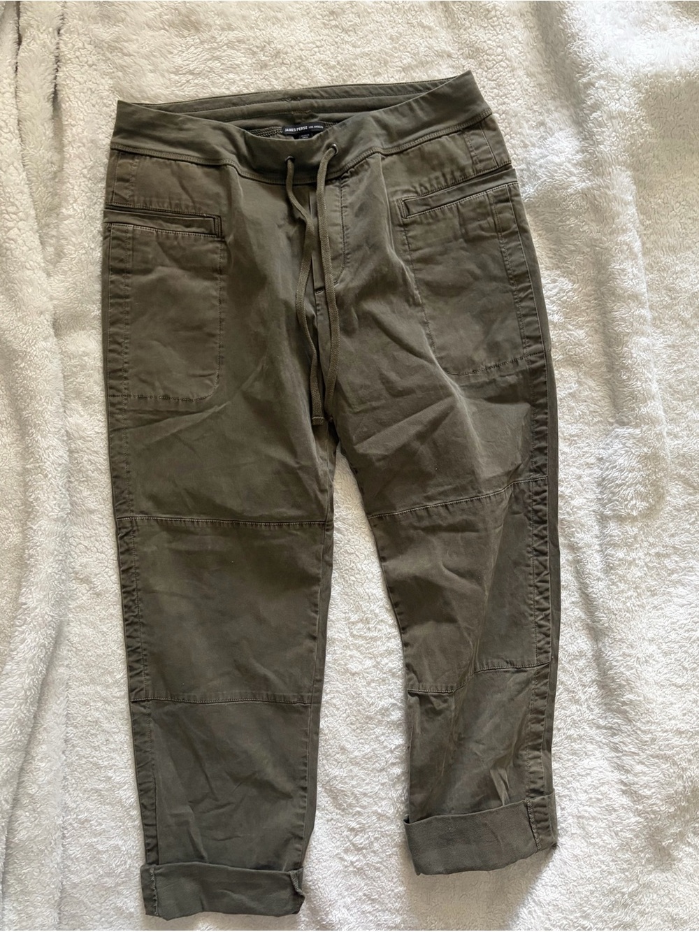 James Perse Olive Cropped Drawstring Pants